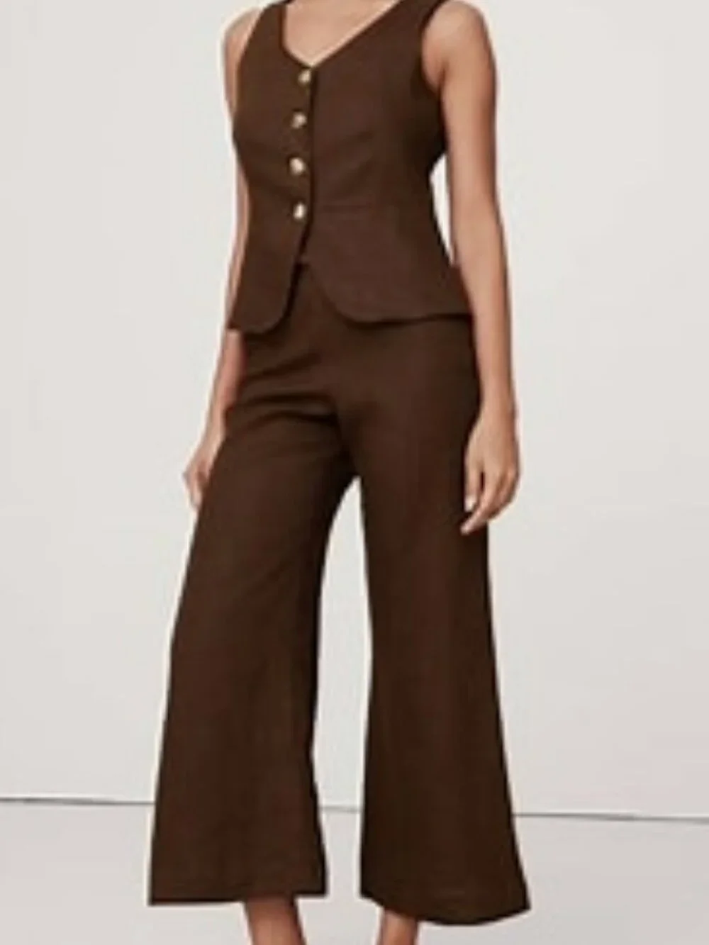 Banana Republic Mid-Rise Kick-Flare Linen Ankle Pant Espresso Brown Size: 14 NWT